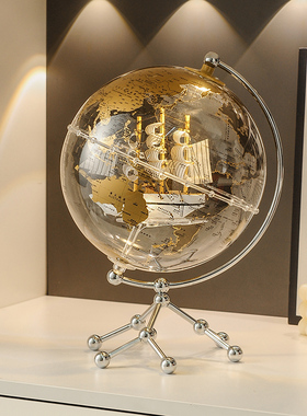 亚克力透明地球仪装饰摆件高级感
