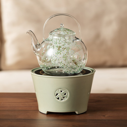 梵汝 复古做旧陶瓷藤编提梁壶高端日式煮茶炉禾风茶具电陶炉套装 - 图3