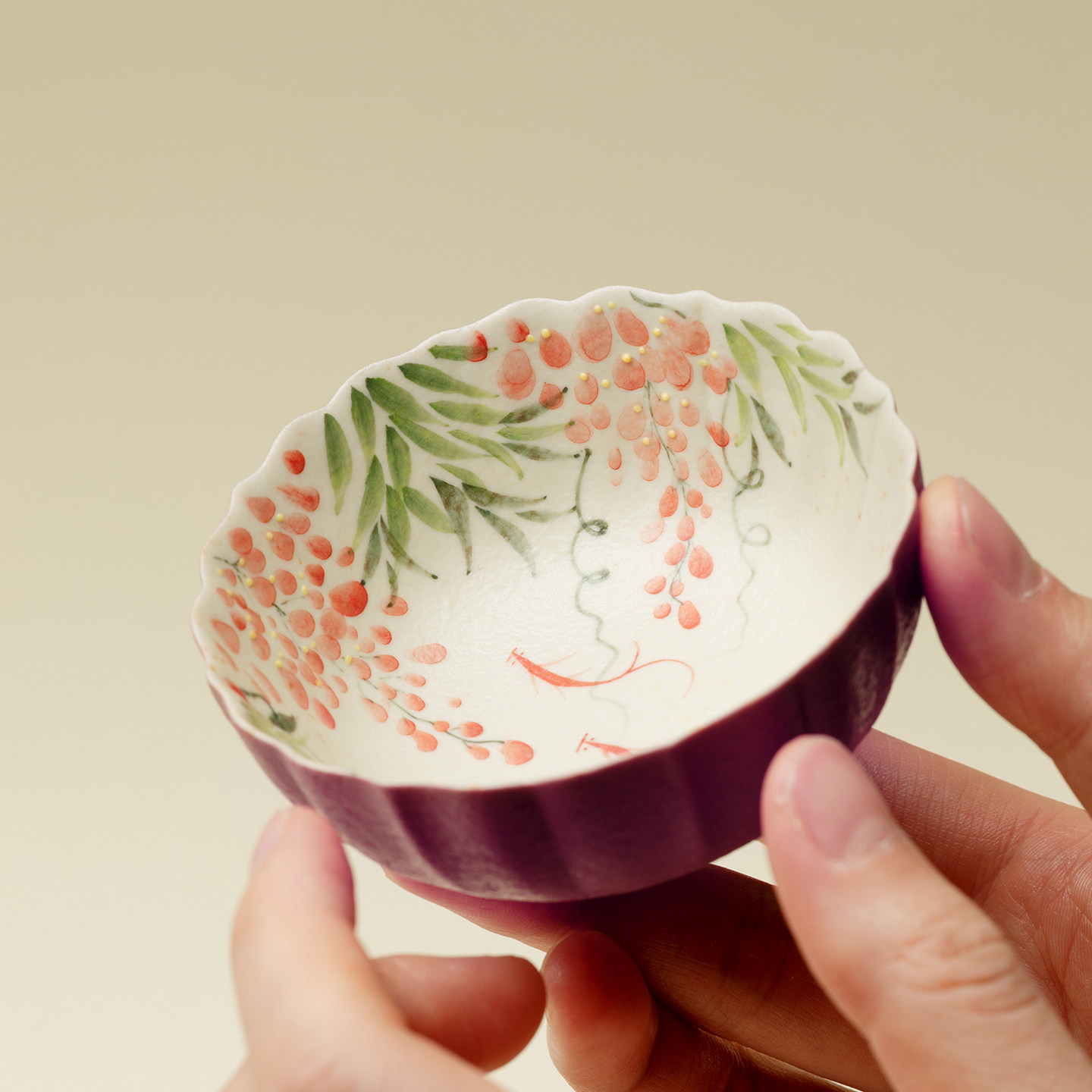 梵汝霉粉手绘紫藤鱼戏花口主人杯焦糖釉下彩茶盏茶杯复古功夫茶具,淘宝优惠券,粉丝福利购,淘宝优惠卷