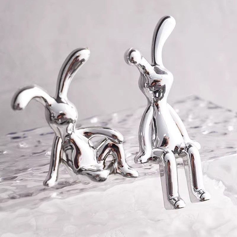北欧现代电镀创意兔子摆件轻奢客厅汽车潮玩摆件电视柜房间装饰物,淘宝优惠券,粉丝福利购,淘宝优惠卷