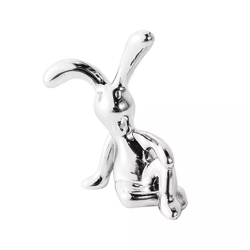 北欧现代电镀创意兔子摆件轻奢客厅汽车潮玩摆件电视柜房间装饰物,淘宝优惠券,粉丝福利购,淘宝优惠卷