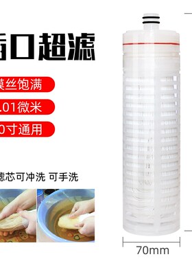 10寸UF超滤膜净水器通用滤芯前置过滤器平口快插PVDF可手洗超滤膜