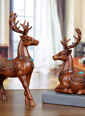 梅花鹿一对摆件发财鹿客厅玄关家居办公室装饰品乔迁新居开业送礼