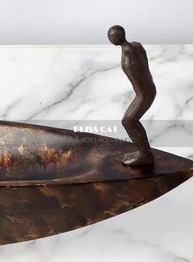 新中式软装平衡金属雕塑摆件样板房售楼处民宿玄关书柜艺术装饰品