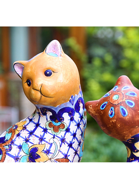 陶瓷动物猫咪阳台屋里 展示柜摆件创意装饰 新房子小物件工艺品