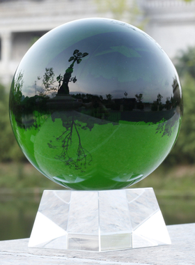 绿色水晶球珍藏饰品绿幽灵门店客厅隔断玄关摆放办公桌家居摆件