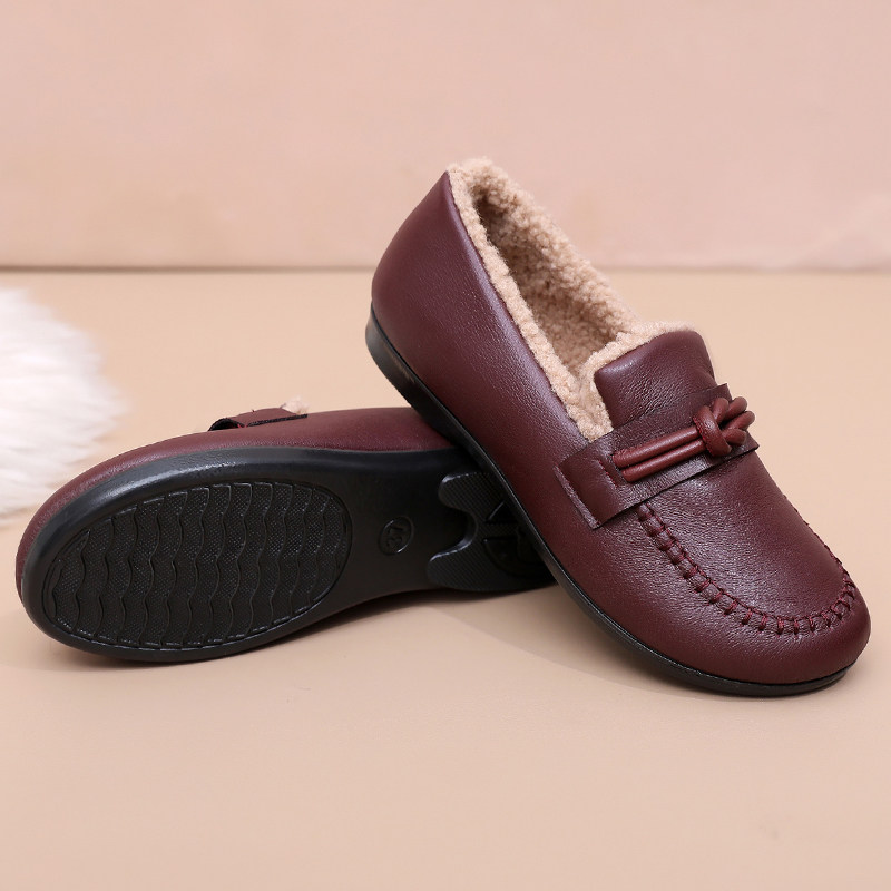 追梦猫中老年人软底乐福鞋女冬季款加绒毛毛豆豆鞋妈妈户外鞋防滑,淘宝优惠券,粉丝福利购,淘宝优惠卷