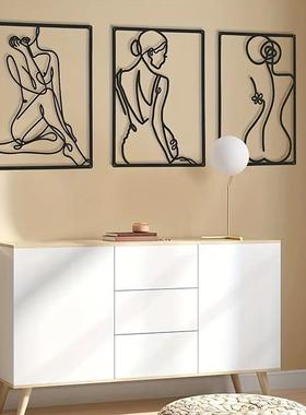 跨境金属切割简易女性线条墙面装饰铁艺工艺品家居客厅卧室壁挂件