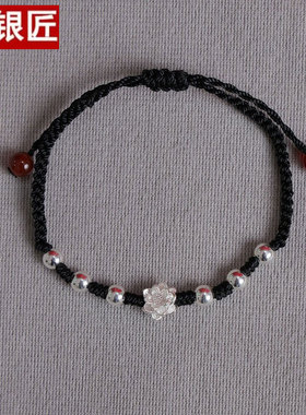上岸好运莲莲花红绳手链