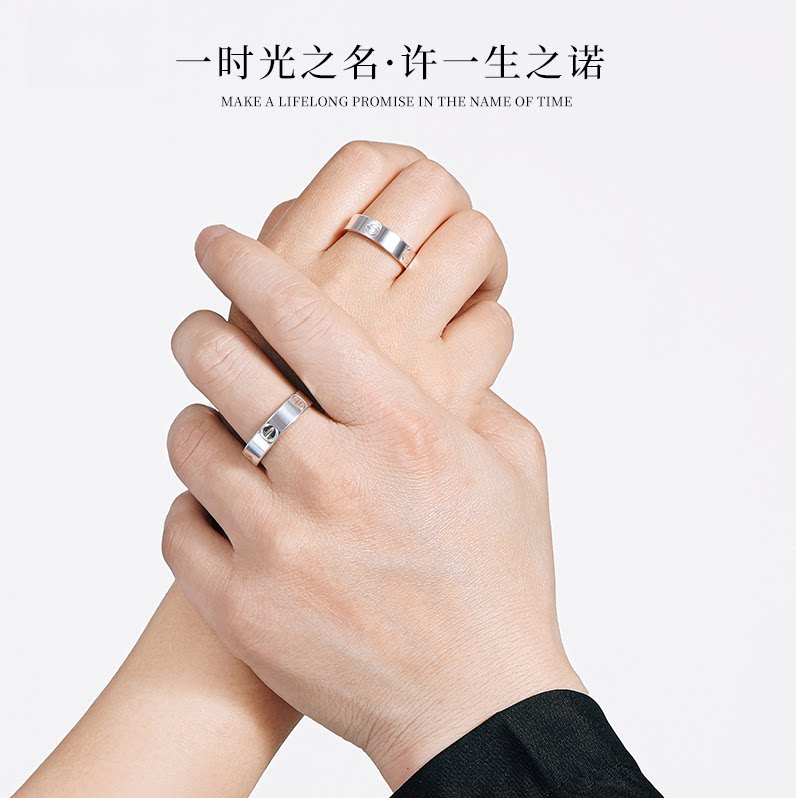 Shining Silversmith's sterling silver 999 Kajia ring for women, light luxury, high-end style, men's and women's couple rings, gift for girlfriend