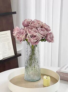 假花仿真花摆设轻奢高端玫瑰花仿生花摆件花束花艺干花餐桌装饰品