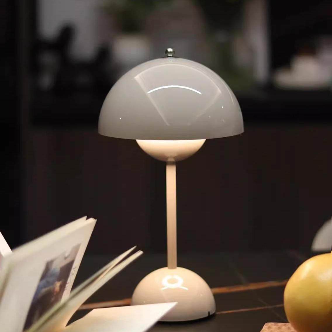 丹麦红色长明卧室蘑菇花苞灯充电长续航桌面床头创意氛围小台灯,淘宝优惠券,粉丝福利购,淘宝优惠卷
