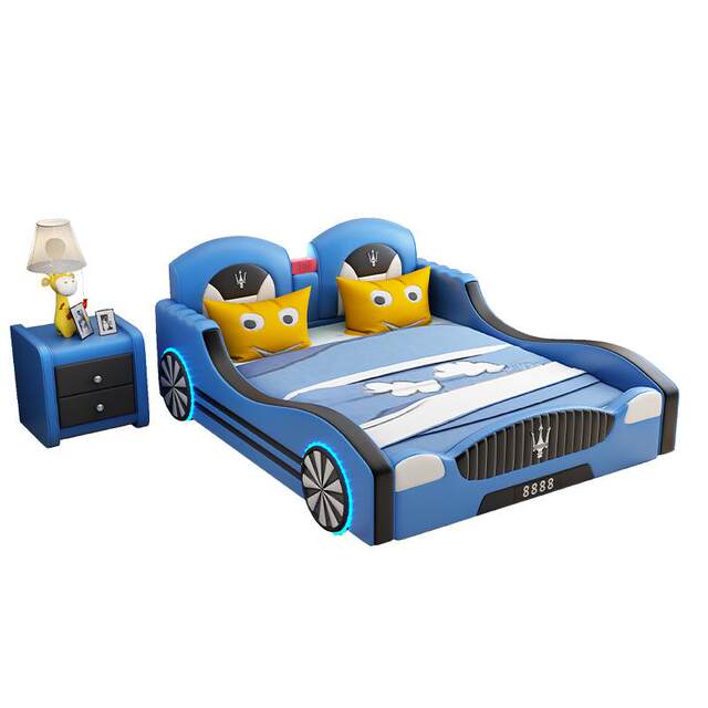 Children's bed car bed children's car lathe sports car bed racing bed boy single bed 1.2m 1.35M soft bed