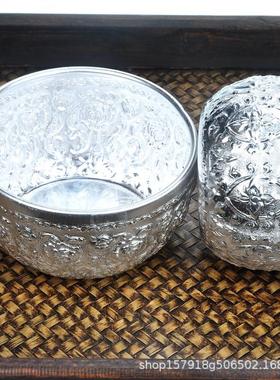 泰国暹罗工艺品金属碗餐厅酒店家居餐具用品锡碗圆形碗手工雕花碗