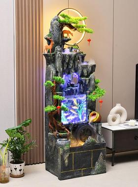 大型假山流水喷泉落地摆件鱼缸客厅玄关风水轮循环水景加湿器装饰