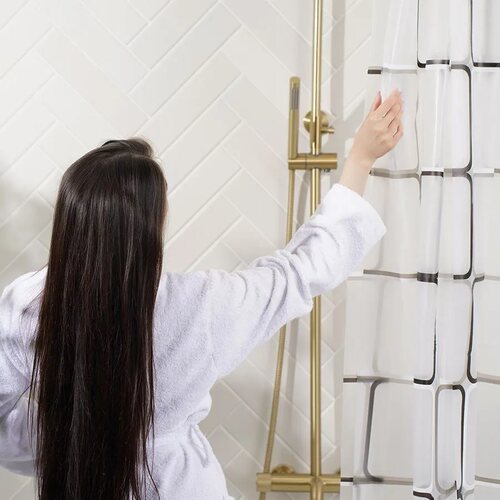 今然PEVA环保浴帘防水防霉加厚浴室隔断帘卫生间酒店干湿分离窗帘 - 图3