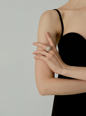 【星光穹】满钻星光穹顶戒指925银厚镀18K金高级轻奢夸张感指环女