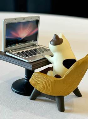 打工猫桌面工位摆件创意mini可爱情绪稳定女生桌上工位神器装饰品