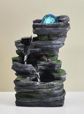 假山流水喷泉桌面招财小摆件居家客厅电视柜书房茶室前台装饰礼品