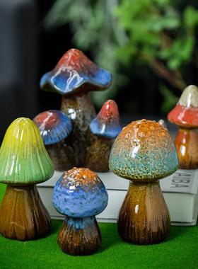简约现代陶瓷蘑菇造景摆件彷真庭院设计花园阳台假山盆景鱼缸装饰
