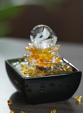 转球流水摆件循环水招财客厅玄关小型桌面家居装饰造景风水轮礼物