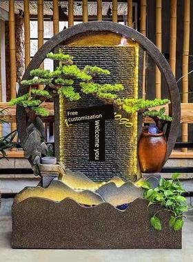 大型假山流水喷泉入口水幕幕墙屏风客厅循环水财富景观装饰落地式