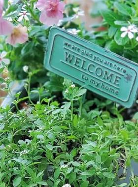 INS风同款铁艺冲压欢迎牌浮雕花插复古做旧杂货庭院装饰摆件插件