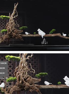 根雕风化枯木潜木中式入口禅宗装饰迎宾松之家酒店软饰