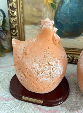 陶土公鸡母鸡花园庭院摆件，瓷质厚重，外贸出口孤品样品