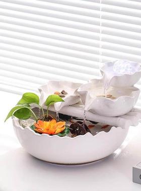 风水轮流水生财循环水客厅茶桌桌面招财聚财喷泉现代风车鱼缸摆件
