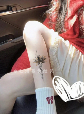 新中式黑金莲花纹身贴防水持久