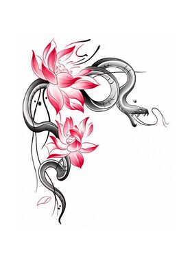 盘莲蛇ins百搭纯欲彩色纹身贴女