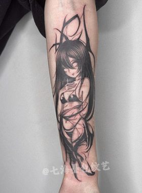 暗黑性感纯欲恶魔兔女郎纹身贴女