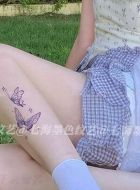 紫色蝴蝶ins唯美可爱彩色纹身贴