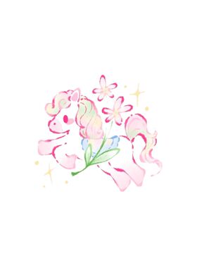 可爱软萌粉色小马彩色纹身贴甜妹