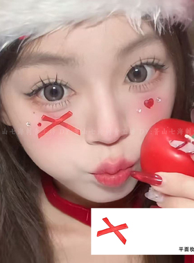 蝴蝶结圣诞创意妆容女彩色纹身贴