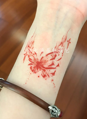 蝴蝶彩色纹身贴防水持久手腕锁骨