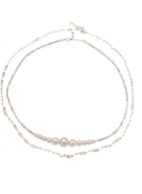 高级感纯银碎银子珍珠项链简约通勤链条锁骨链叠戴项链优雅小众