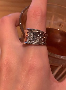 自制 冷淡风宽版开口戒女小众设计感十字架高级指环食指戒可调节