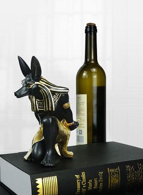 创意红酒架摆件阿努比斯狗神酒架家居装饰品树脂工艺品酒柜小摆设