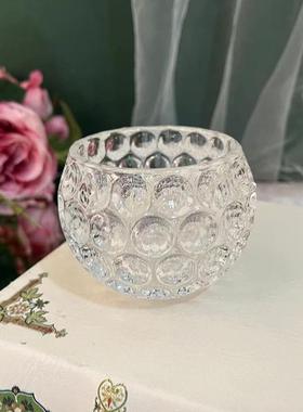 透明水晶玻璃球香薰烛台灌蜡加厚玻璃蜡台家居摆件工艺品配件