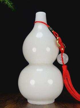 天然玉葫芦摆件白玉福禄平安家居办公室玄关酒柜中式装饰工艺摆设