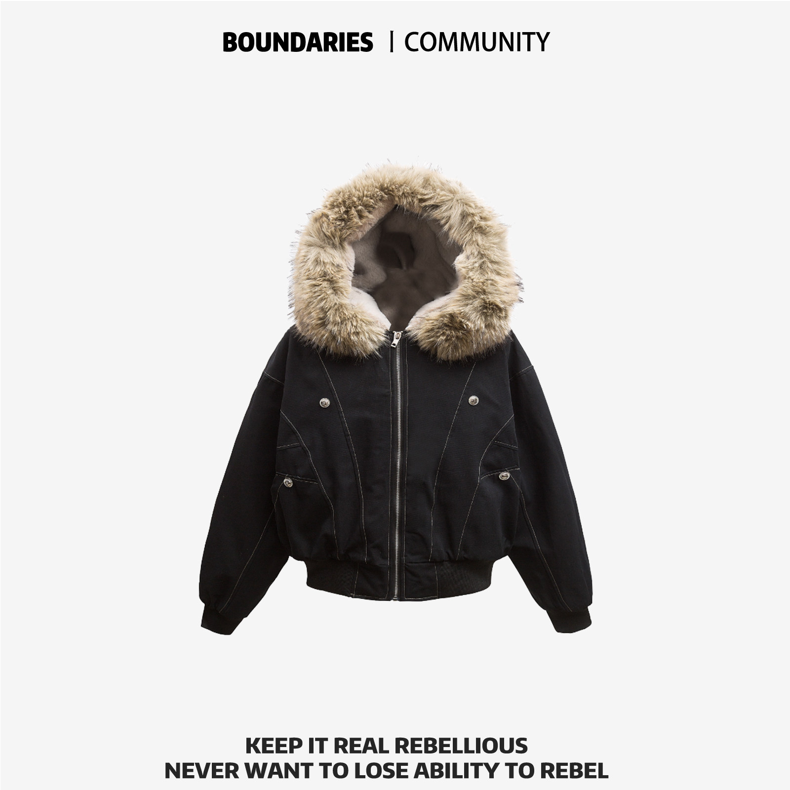 新款美式工装风可拆卸毛领连帽加绒棉服外套女6042,淘宝优惠券,粉丝福利购,淘宝优惠卷