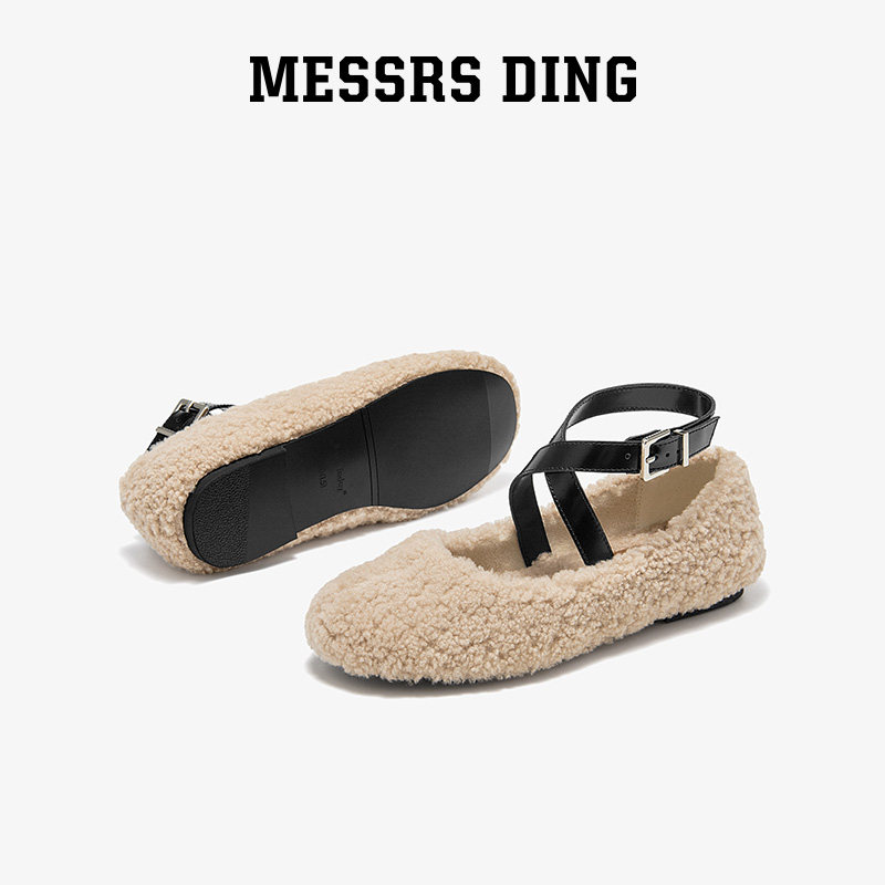 MD女鞋·冬宜·秋冬新款复古毛毛玛丽珍鞋女平底单鞋绑带芭蕾舞鞋,淘宝优惠券,粉丝福利购,淘宝优惠卷