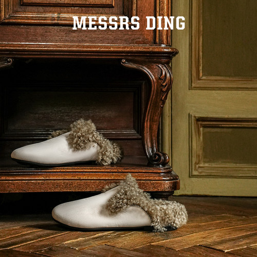 MD女鞋·包头拖鞋女2025新款法式一脚蹬加绒穆勒拖羊卷毛勃肯半拖 - 图3