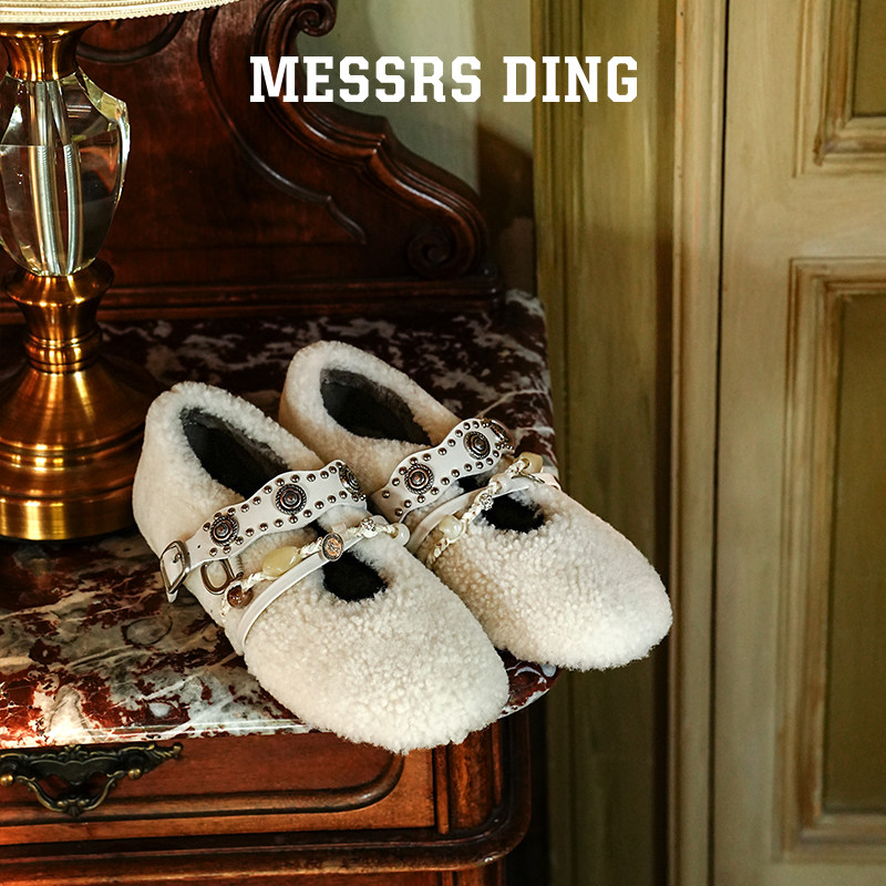 MD女鞋·知荔·玛丽珍毛毛鞋平底单鞋女百搭加绒波西米亚风小皮鞋,淘宝优惠券,粉丝福利购,淘宝优惠卷