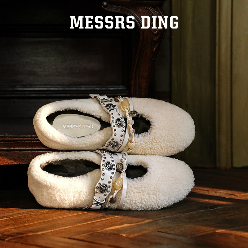 MD女鞋·知荔·玛丽珍毛毛鞋平底单鞋女百搭加绒波西米亚风小皮鞋,淘宝优惠券,粉丝福利购,淘宝优惠卷