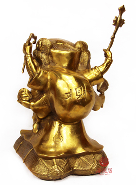 铜三面大黑天财神像摆件 三面财神摆件  八运吉祥铜摆件