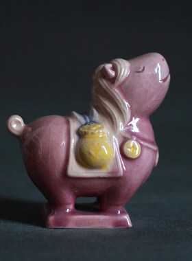 洛阳伴手礼文创陶瓷小胖马唐三彩马办公室桌面摆件工艺品旅游纪念