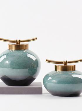 新中式陶瓷储物罐摆件样板房办公桌书柜家居客厅玄关酒柜软装饰品